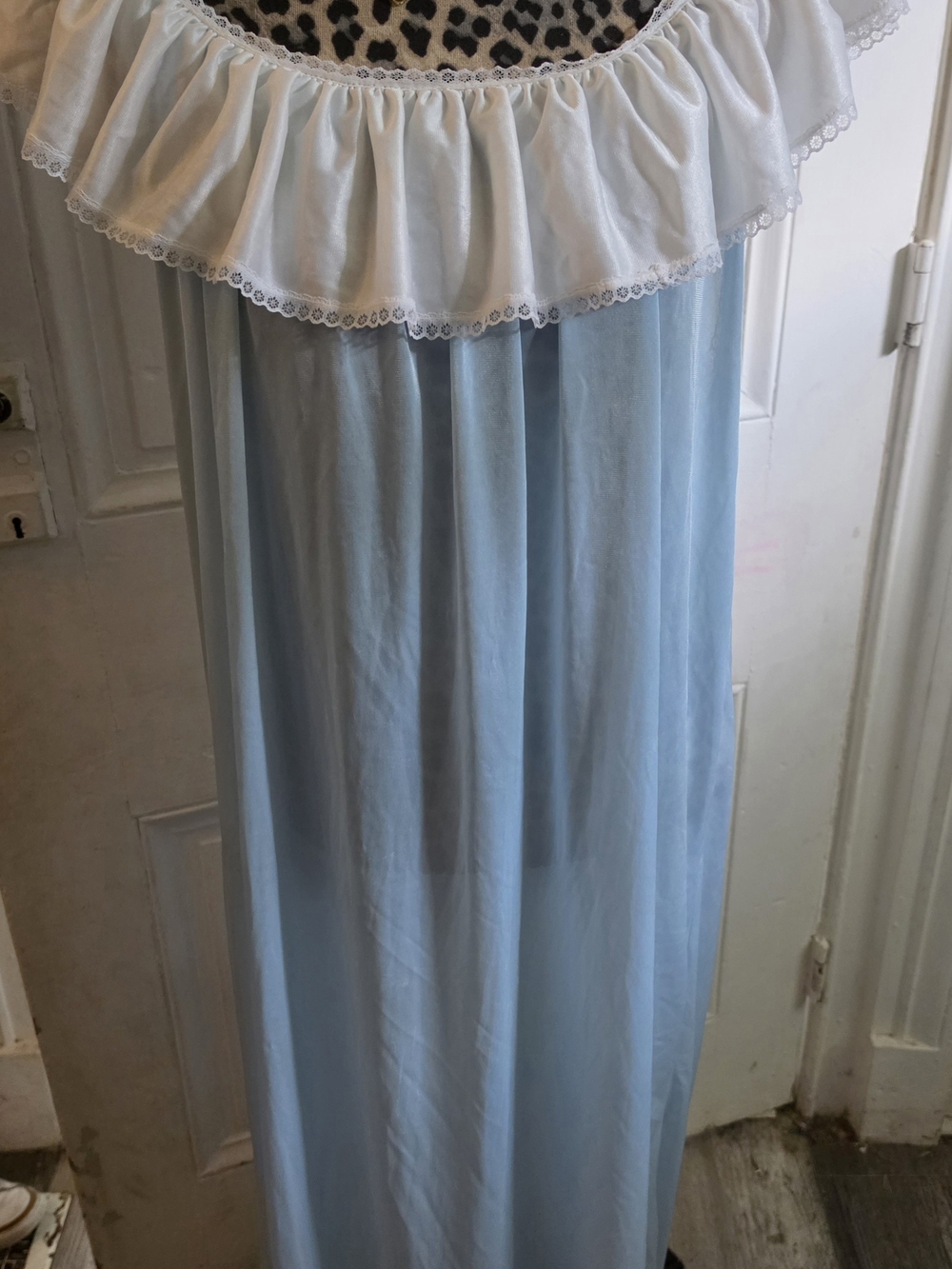 Vintage Sheer Nightgown with White Ruffled Collar
